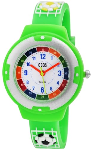 Excellanc Coole Qbos Kinder Armband Uhr Fußball Grün Analog Silikon Kunststoff Quarz Jungen Mädchen Kids 94500022004 von Excellanc