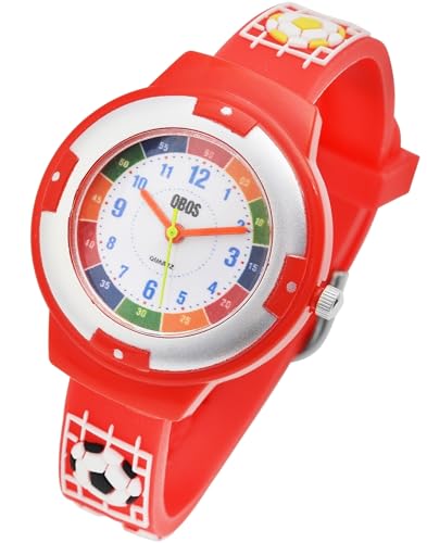 Excellanc Coole Qbos Kinder Armband Uhr Fußball Rot Analog Silikon Kunststoff Quarz Jungen Mädchen Kids 94500022003 von Excellanc