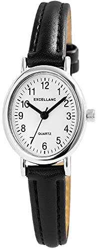 Excellanc Damen-Uhr Kunstleder Armband Dornschließe Analog Quarz 1900265 (schwarz weiß) von Excellanc