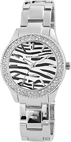 Excellanc Damen-Uhr Metall Similisteine Faltschließe Analog Quarz 150821000003 von Excellanc