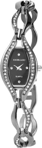 Excellanc Damen-Uhr Metall oval Similistein-Besatz Analog Quarz 152571000017 von Excellanc