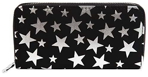 Excellanc Damen Geldbörse Kunstleder Schwarz Sterne Format 19 x 10 cm von Excellanc