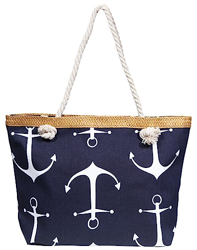 Excellanc Damen-Handtasche Strandtasche Anker maritim 50 x 33 x 12 cm 3600146 von Excellanc