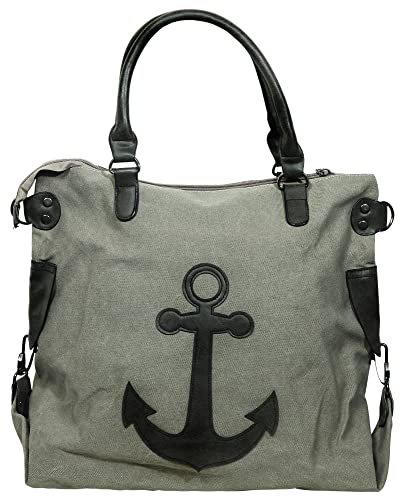 Excellanc Damen-Schultertasche Anker Textil Reißverschluss 3600215 (grau) von Excellanc