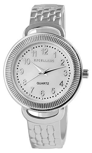 Excellanc Damen-Spangenuhr Metall Perlmutt Mode Elegant Analog Quarz 1800234 (silberfarbig) von Excellanc