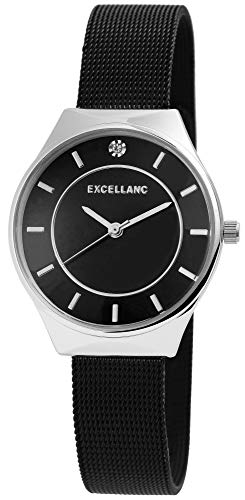 Excellanc Damen-Uhr Analog Quarz Edelstahl Armbanduhr Mesh 1300011 von Excellanc