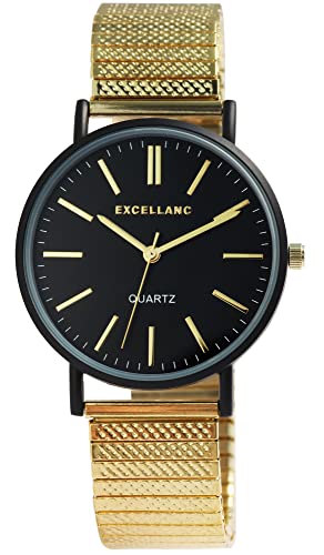 Excellanc Damen-Uhr Edelstahl Zugband Analog Quarz 1700062 (goldfarbig) von Excellanc