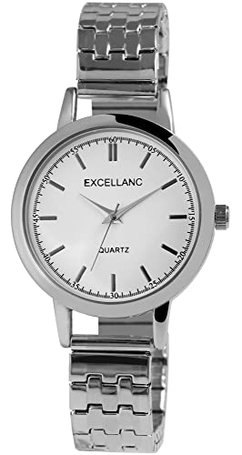 Excellanc Damen-Uhr Edelstahl Zugband Analog Quarz 1700065 (silberfarbig) von Excellanc