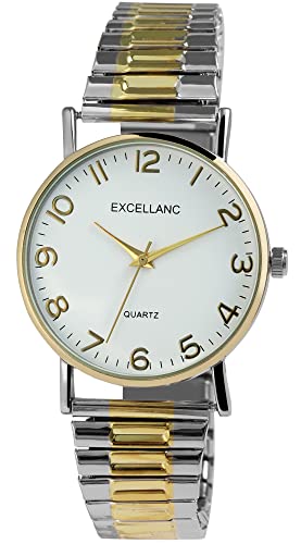 Excellanc Damen-Uhr Edelstahl Zugband Analog Quarz 1700066 (silberfarbig goldfarbig) von Excellanc