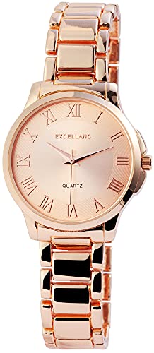 Excellanc Damen-Uhr Gliederarmband Metall Clipverschluss Analog Quarz 1800077 (roségoldfarbig roségoldfarbig) von Excellanc