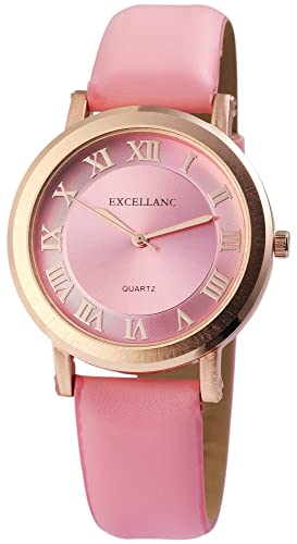 Excellanc Damen-Uhr Kunstleder Armband Dornschließe Analog Quarz 1900102 (rosa) von Excellanc