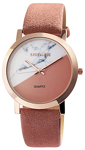 Excellanc Damen-Uhr Kunstleder Armband Dornschließe Analog Quarz 1900242 (rosa) von Excellanc