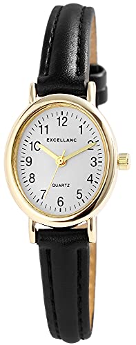 Excellanc Damen-Uhr Kunstleder Armband Dornschließe Analog Quarz 1900265 (schwarz) von Excellanc