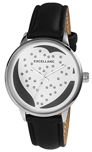Excellanc Damen-Uhr Kunstleder Armband Dornschließe Glitzer Analog 1700272 von Excellanc