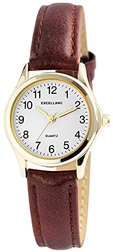 Excellanc Damen-Uhr Kunstleder Armband Dornschließe Leuchtzeiger Analog 1900264 von Excellanc