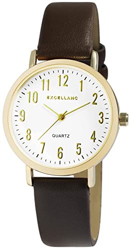 Excellanc Damen-Uhr Kunstleder Dornschließe Analog Quarz 1900294 (Dunkelbraun) von Excellanc