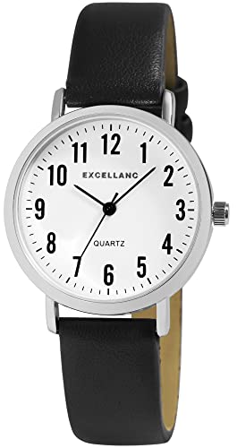 Excellanc Damen-Uhr Kunstleder Dornschließe Analog Quarz 1900294 (schwarz) von Excellanc