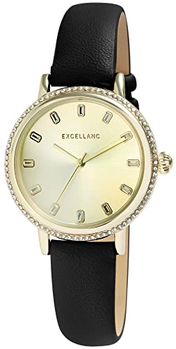 Excellanc Damen-Uhr Kunstleder Dornschließe Simili Analog Quarz 1900291 (schwarz) von Excellanc