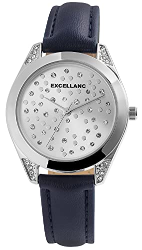 Excellanc Damen – Uhr Lederimations Armband Analog Quarz Uhrwerk 1900176 (dunkelblau) von Excellanc