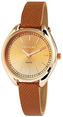 Excellanc Damen – Uhr Lederimitat Armbanduhr Dornschließe Analog Quarz 1900055 von Excellanc