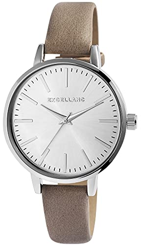 Excellanc Damen – Uhr Lederimitation Armbanduhr Analog Quarz 1900109 (Taupe) von Excellanc