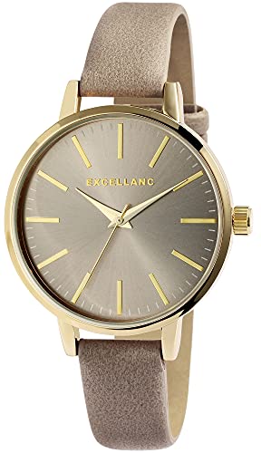 Excellanc Damen – Uhr Lederimitation Armbanduhr Analog Quarz 1900109 (Taupe Taupe) von Excellanc