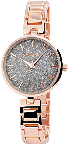 Excellanc Damen-Uhr Metall Gliederarmband Clipverschluss Analog Quarz 1800119 (roségoldfarbig silberfarbig) von Excellanc