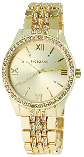 Excellanc Damen-Uhr Metall Gliederarmband Simili Analog Quarz 1800251 (goldfarbig) von Excellanc