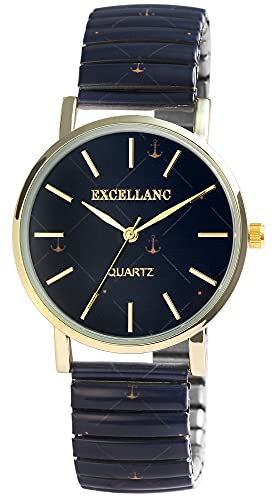 Excellanc Damen-Zugbanduhr Edelstahl Ø 36 mm Motiv Bunt Print Analog Quarz 1700060 von Excellanc