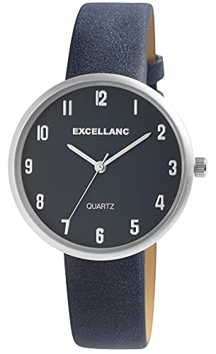 Excellanc Damen-Uhr Kunstleder Armband Dornschließe Analog Quarz 1900161 (dunkelblau) von Excellanc