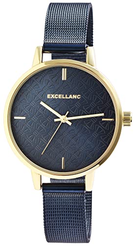 Excellanc Damen-Uhr Edelstahl Meshband Hakenverschluss Analog Quarz 1300013 (dunkelblau) von Excellanc