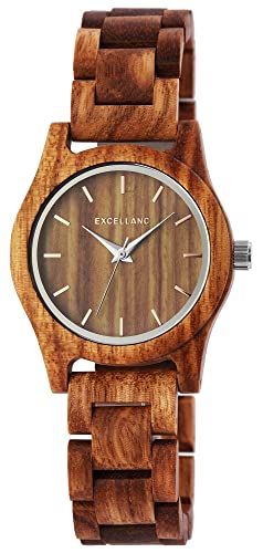Excellanc Damen - Holzuhr Holzarmband Edelstahl Faltschließe Analog Quarz 1800156 von Excellanc