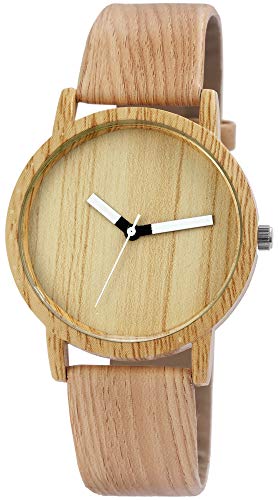 Excellanc Unisex – Uhr Lederimitations Armbanduhr Holzoptik Analog Quarz 2900075 von Excellanc