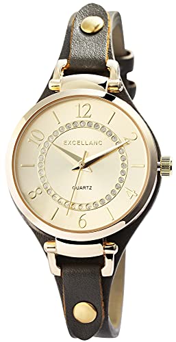 Excellanc Damen-Uhr Kunstleder Unterlegarmband Dornschließe Strass 1900239 (grau goldfarbig) Excellanc Damen-Uhr Kunstleder Unterlegarmband Dornschließe Strass 1900239 (grau goldfarbig) von Excellanc