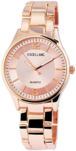 Excellanc Damen – Uhr Metall Armbanduhr Leuchtzeiger Analog Quarz 1800130 von Excellanc