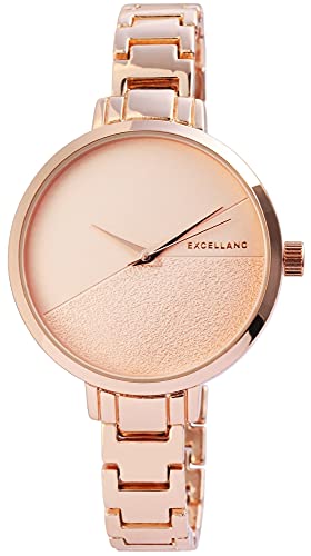Excellanc Damen-Uhr Metall Gliederarmband Clipverschluss Analog Quarz 1800136 (roségoldfarbig) von Excellanc