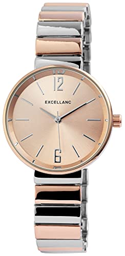 Excellanc Damen-Uhr Metall Gliederarmband Clipverschluss Analog Quarz 1800142 (silberfarbig roségoldfarbig) von Excellanc