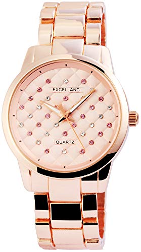 Excellanc Damen – Uhr Metallband Crystal Besatz Analog Quarz 1800129 von Excellanc