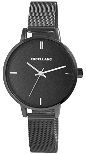 Excellanc Damen-Uhr Edelstahl Meshband Hakenverschluss Analog Quarz 1300013 (schwarz) Excellanc Damen-Uhr Edelstahl Meshband Hakenverschluss Analog Quarz 1300013 (schwarz) von Excellanc