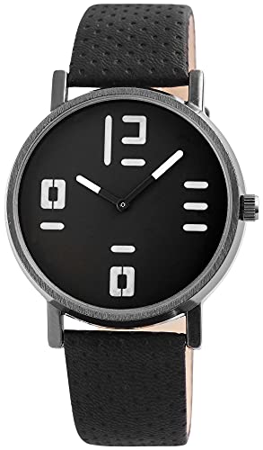 Excellanc Damen-Uhr Kunstleder Armband Dornschließe Analog Quarz 1900141 (schwarz) von Excellanc