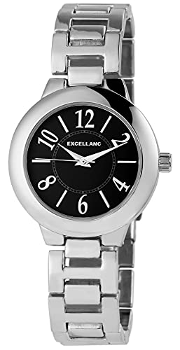 Excellanc Damen-Uhr Metall Gliederarmband Faltschließe Analog Quarz 1800167 (silberfarbig grau) von Excellanc