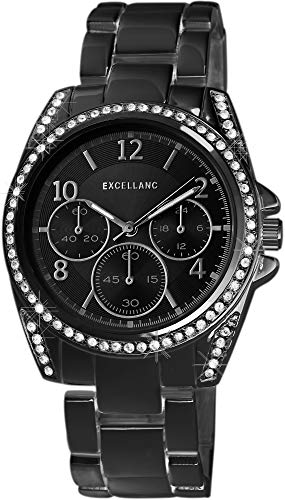 Excellanc Damen – Uhr Metall Armbanduhr Faltschließe Analog Quarz 1800117 (schwarz) Excellanc Damen – Uhr Metall Armbanduhr Faltschließe Analog Quarz 1800117 (schwarz) von Excellanc
