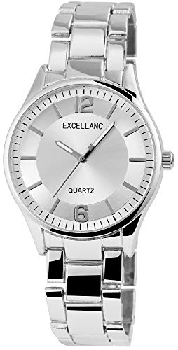Excellanc Damen – Uhr Metall Armbanduhr Leuchtzeiger Analog Quarz 1800130 von Excellanc