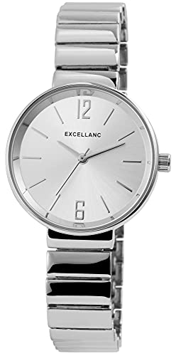 Excellanc Damen-Uhr Metall Gliederarmband Clipverschluss Analog Quarz 1800142 (silberfarbig) von Excellanc