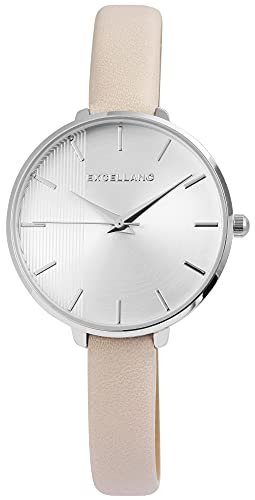 Excellanc Damen-Uhr Kunstleder Armband Dornschließe Analog Quarz 1900145 (grau) von Excellanc