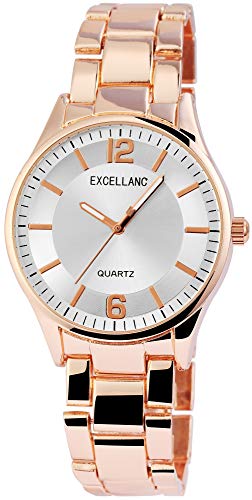 Excellanc Damen – Uhr Metall Armbanduhr Leuchtzeiger Analog Quarz 1800130 von Excellanc