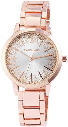 Excellanc Damen-Uhr Metallarmband Glitzer Elegant Analog Quarz 1800139 (roségoldfarbig/silberfarbig) Excellanc Damen-Uhr Metallarmband Glitzer Elegant Analog Quarz 1800139 (roségoldfarbig/silberfarbig) von Excellanc