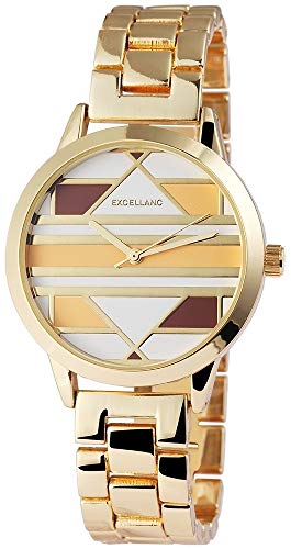 Excellanc Damenuhr Weiß Beige Gold Analog Metall Quarz Armbanduhr von Excellanc