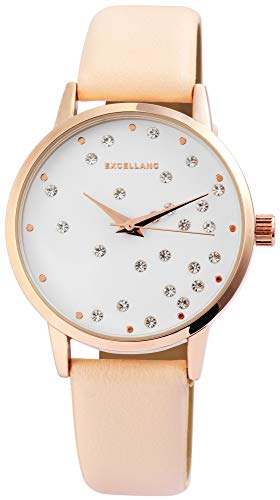 Excellanc Damen – Uhr Lederimitat Armbanduhr Strass Analog Quarz 1900173 von Excellanc