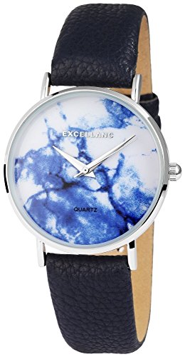 Excellanc Damen - Uhr Lederimitations Armband Marmor Optik Analog Quarz 1900049 von Excellanc